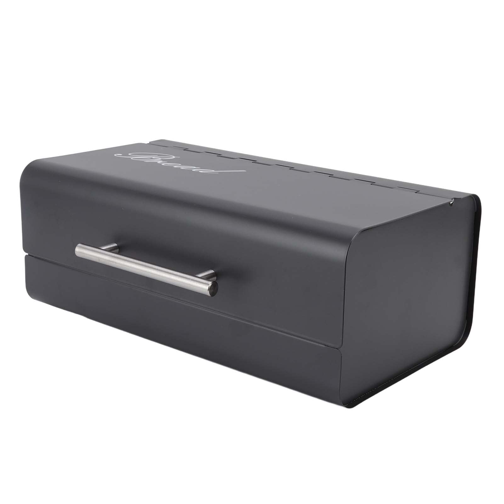 Stainless Steel Bread Storage Container with Clamshell Door - Large Capacity Bread Bin for Fresh Loaves, Baguettes & Pastries - Perfect for Kitchen Countertop, Pantry & Bakery Organization (Dark)