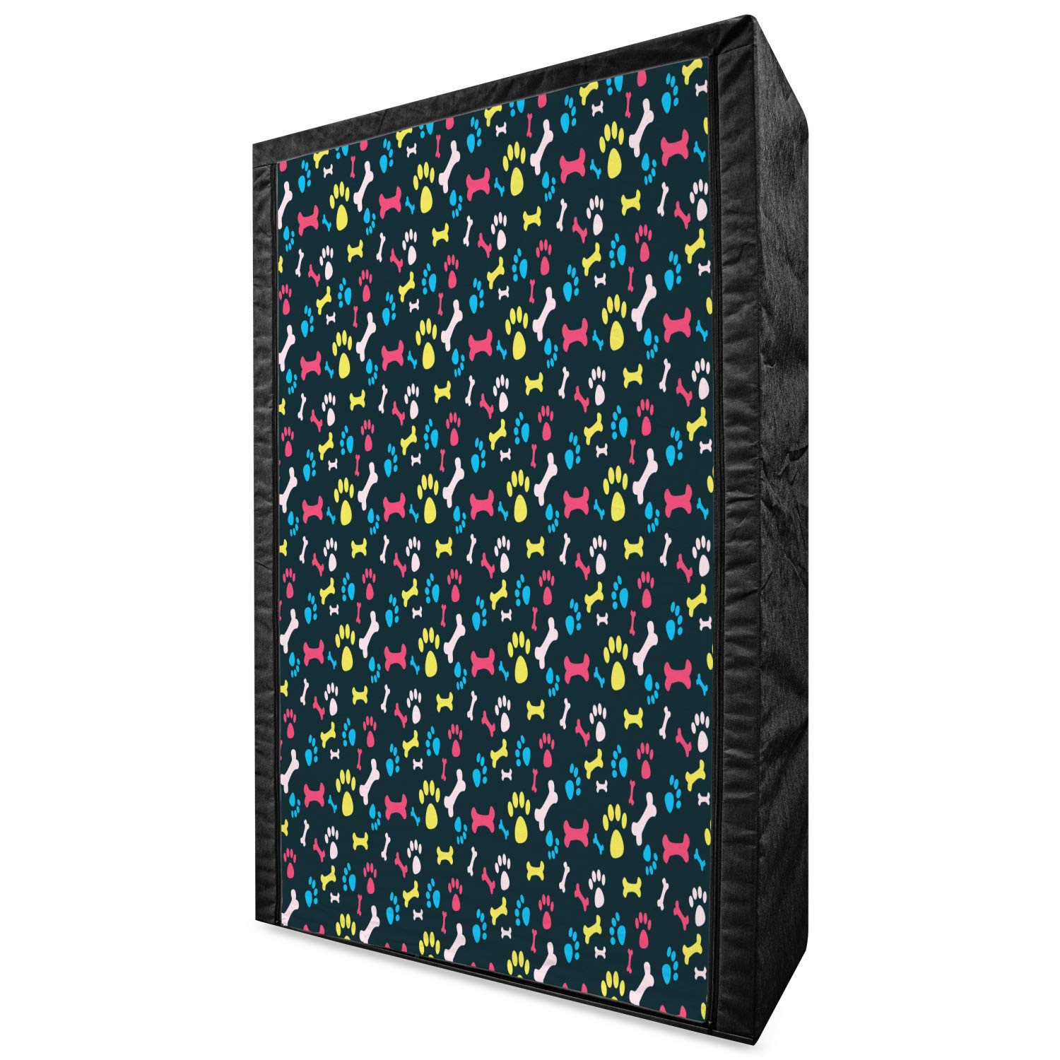 Ambesonne Dog Lover Portable Fabric Wardrobe - 42.5 Inch Pet Closet Organizer with Shelves, Paw Print & Bone Pattern Storage for Clothes & Accessories | Perfect for Bedroom, Nursery & Pet Lovers' Home Decor