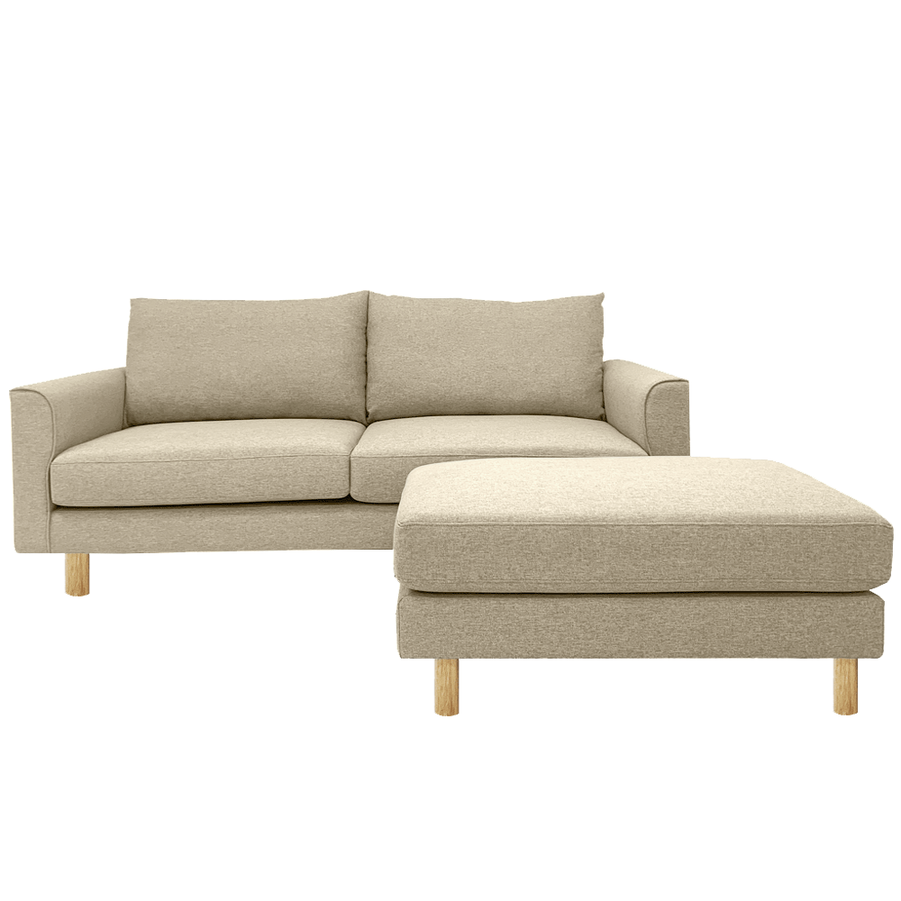 Toby Sofa with Ottoman - EcoClean Fabric, Modern Living Room Furniture for Small Spaces | Perfect for Apartments, Lounging & Movie Nights