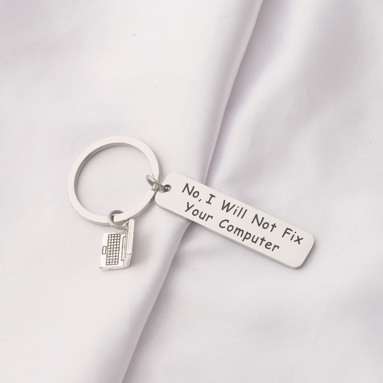 FUSTMW Programmer Keychain - 'No I Will Not Fix Your Computer' Funny Tech Gift for Developers & IT Professionals - Perfect for Coding Enthusiasts, Office Decor, and Geeky Gifts