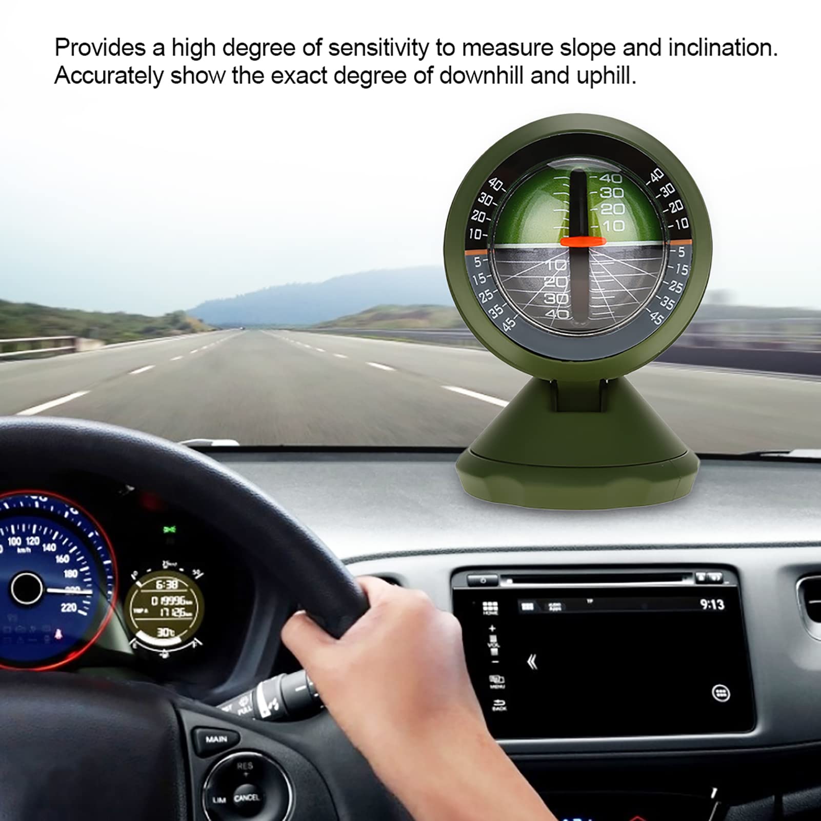 Digital Car Inclinometer - Adjustable Vehicle Clinometer with Compass for Off-Roading, 4x4, SUV & Truck Adventures | Accurate Slope & Tilt Measurement