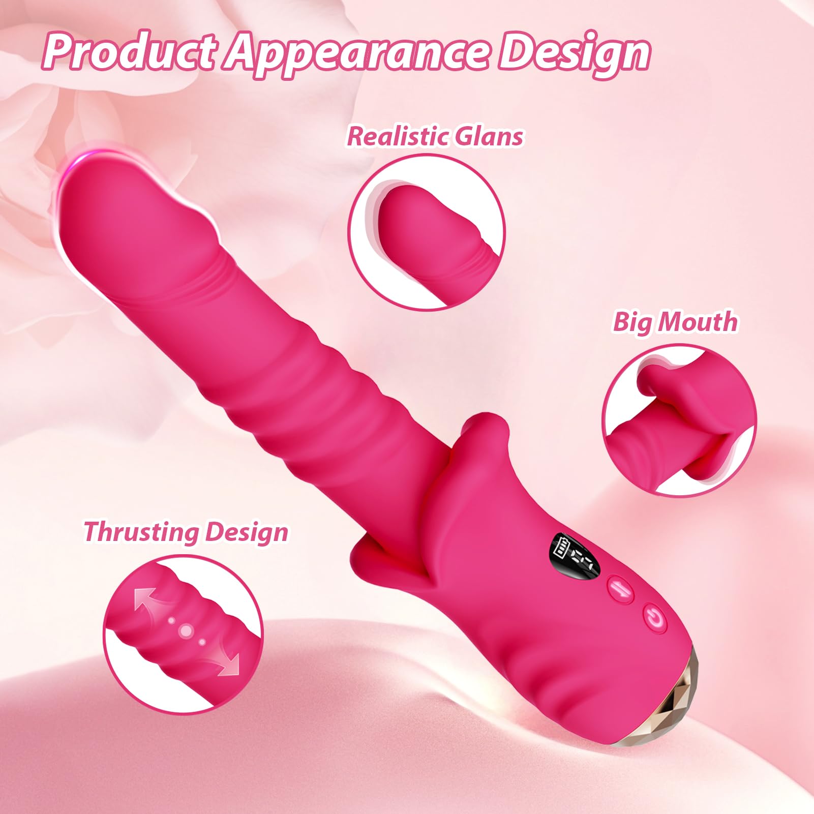 9-Speed Thrusting Dildo Vibrator with G-Spot Stimulation - Realistic Mouth-Shaped Adult Toy with 9 Vibration Modes & LED Display - Perfect for Couples Play and Solo Pleasure