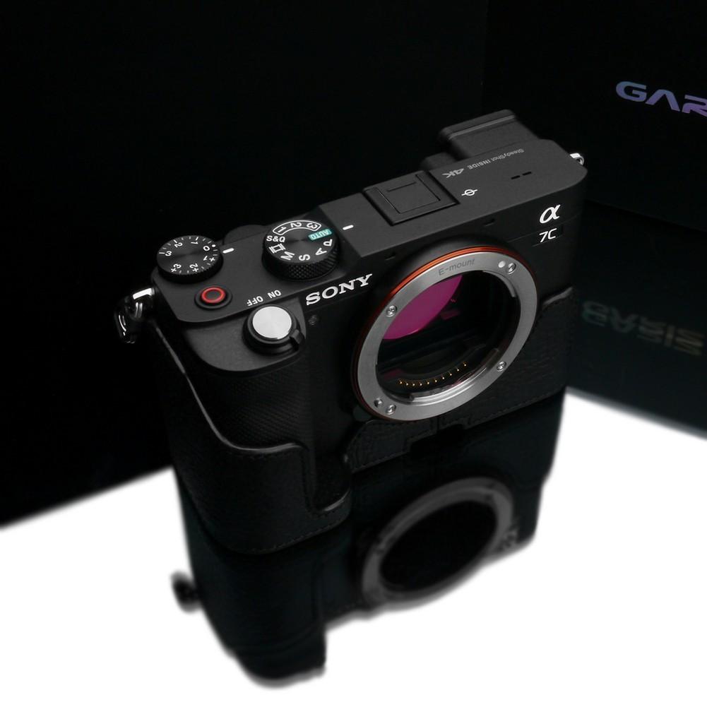 Gariz XS CHA7CBK Genuine Black Leather Camera Half Case for Sony A7C - Premium Protection for Travel & Street Photography
