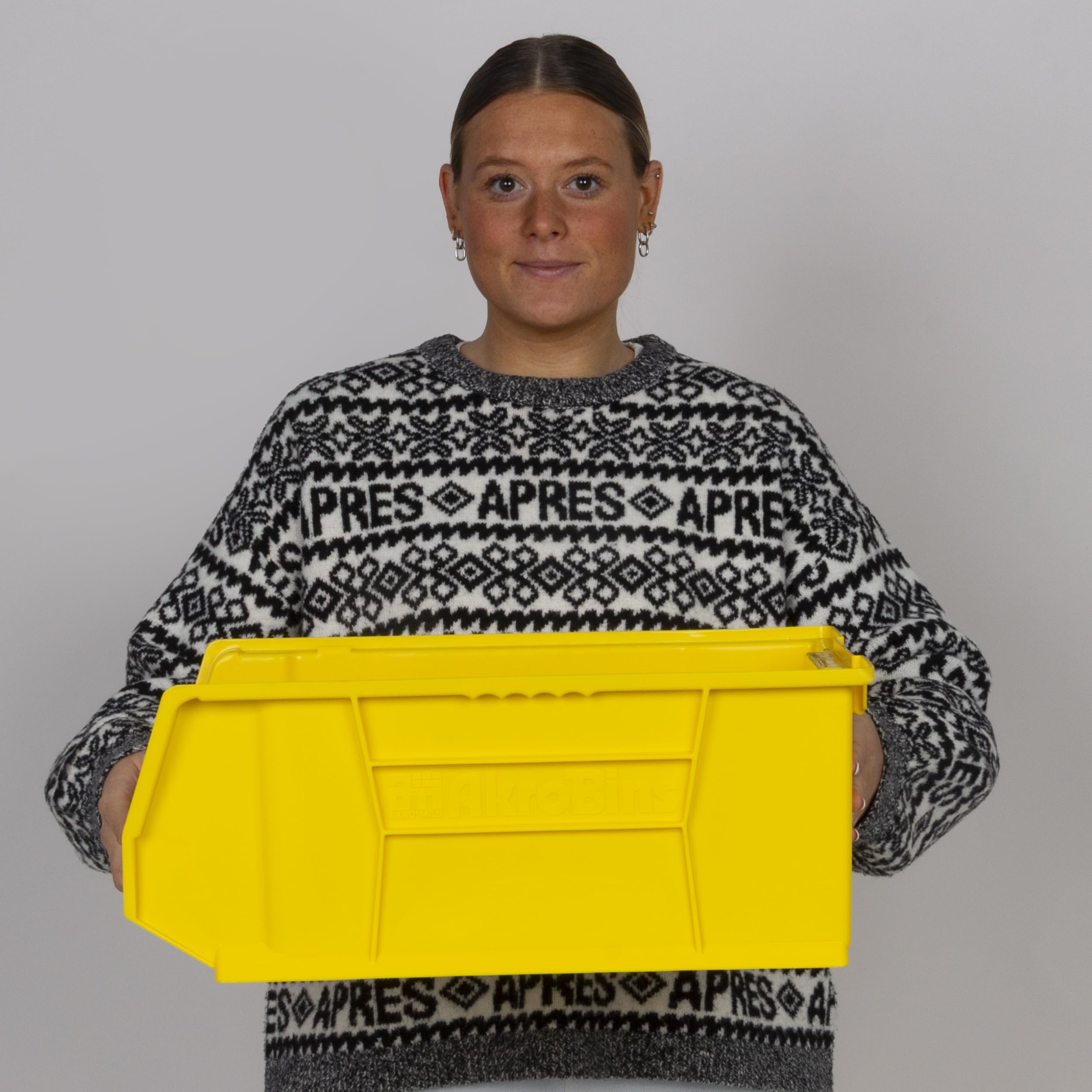 Akro-Mils 30281 Super-Size AkroBins Plastic Storage Bins - 3-Pack Grey Stackable Organizer Bins (20