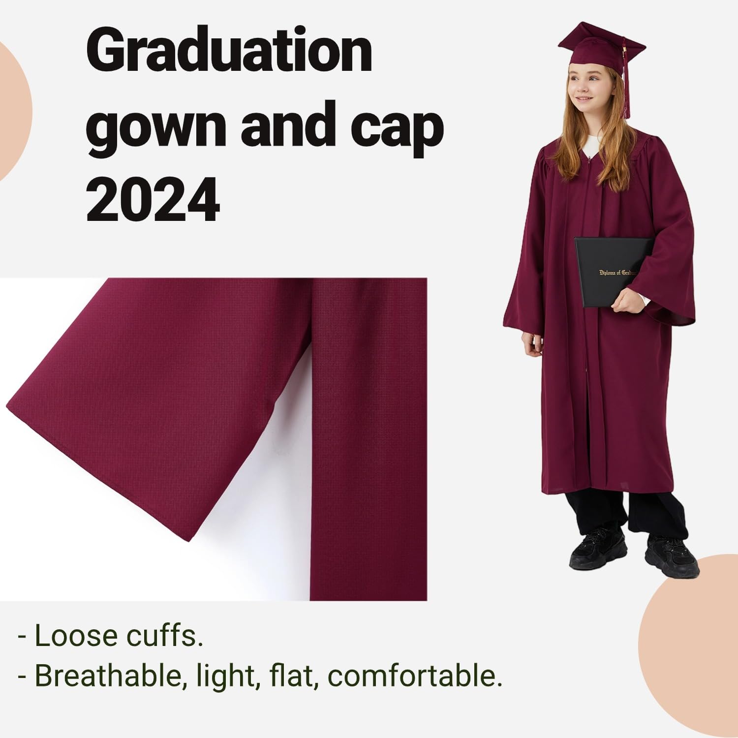 2024/2025 Matte Graduation Cap and Gown Set - Unisex Adult Academic Regalia for Commencement Ceremonies, Photos & Graduation Parties