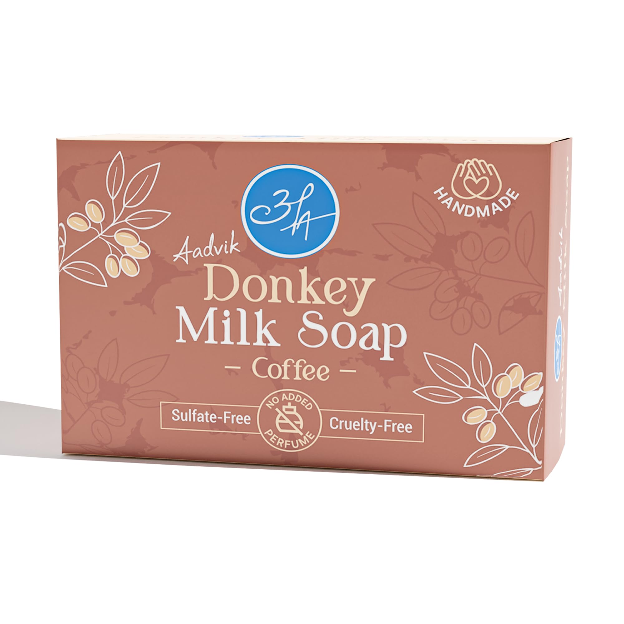 Premium Aadvik Donkey Milk Soap with Coffee Infusion - 100g Natural Skincare Bar for Dry & Sensitive Skin - Moisturizing Face & Body Cleanser for Spa-Like Luxury at Home