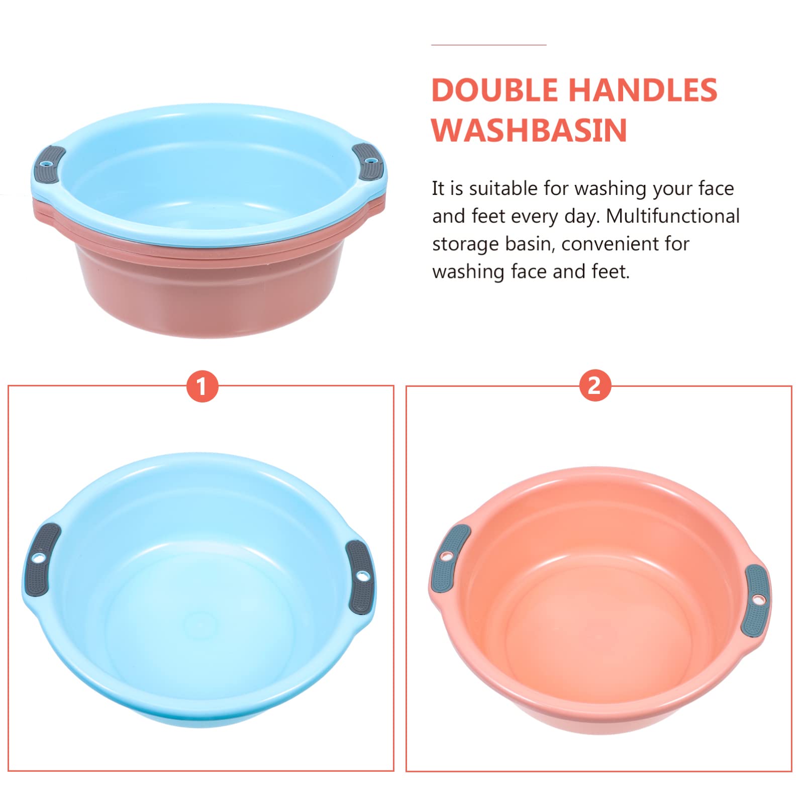 4-Piece Binaural Wash Basin Set - Small Plastic Sink Tub for Kitchen, Bottle Washing, Rice Cleaning & Baby Laundry | Durable PP Material for Dishwashing, Foot Soaking & Household Use | Space-Saving Bathroom & Kitchen Organizer