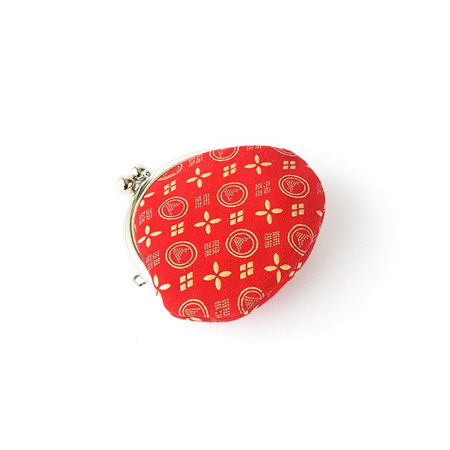 Premium Japanese Deerskin Leather Coin Purse with Urushi Lacquer Clasp - Mt. Fuji Red Pattern | Handmade in Japan | Elegant Gamaguchi Change Purse for Travel, Gifts & Daily Use