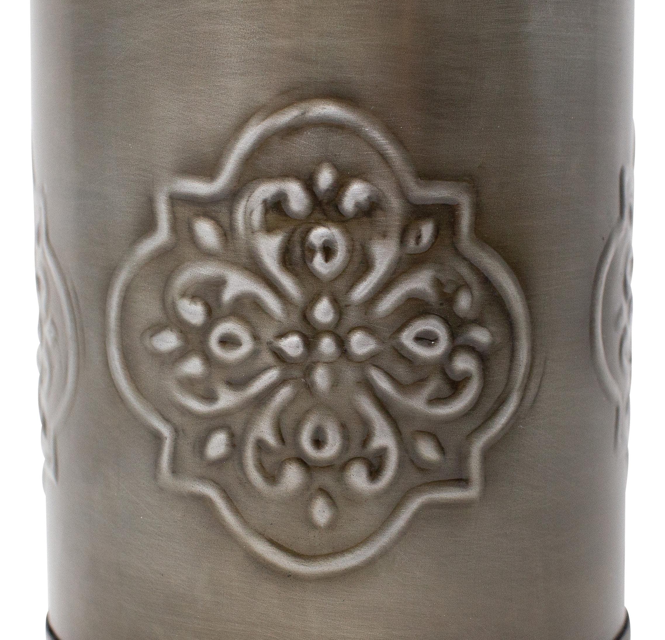 Boston Warehouse Medallion Kitchen Storage Canister - 7 Inch Grey Airtight Food Container for Flour, Sugar, Coffee & Dry Goods - Perfect for Pantry Organization & Countertop Decor