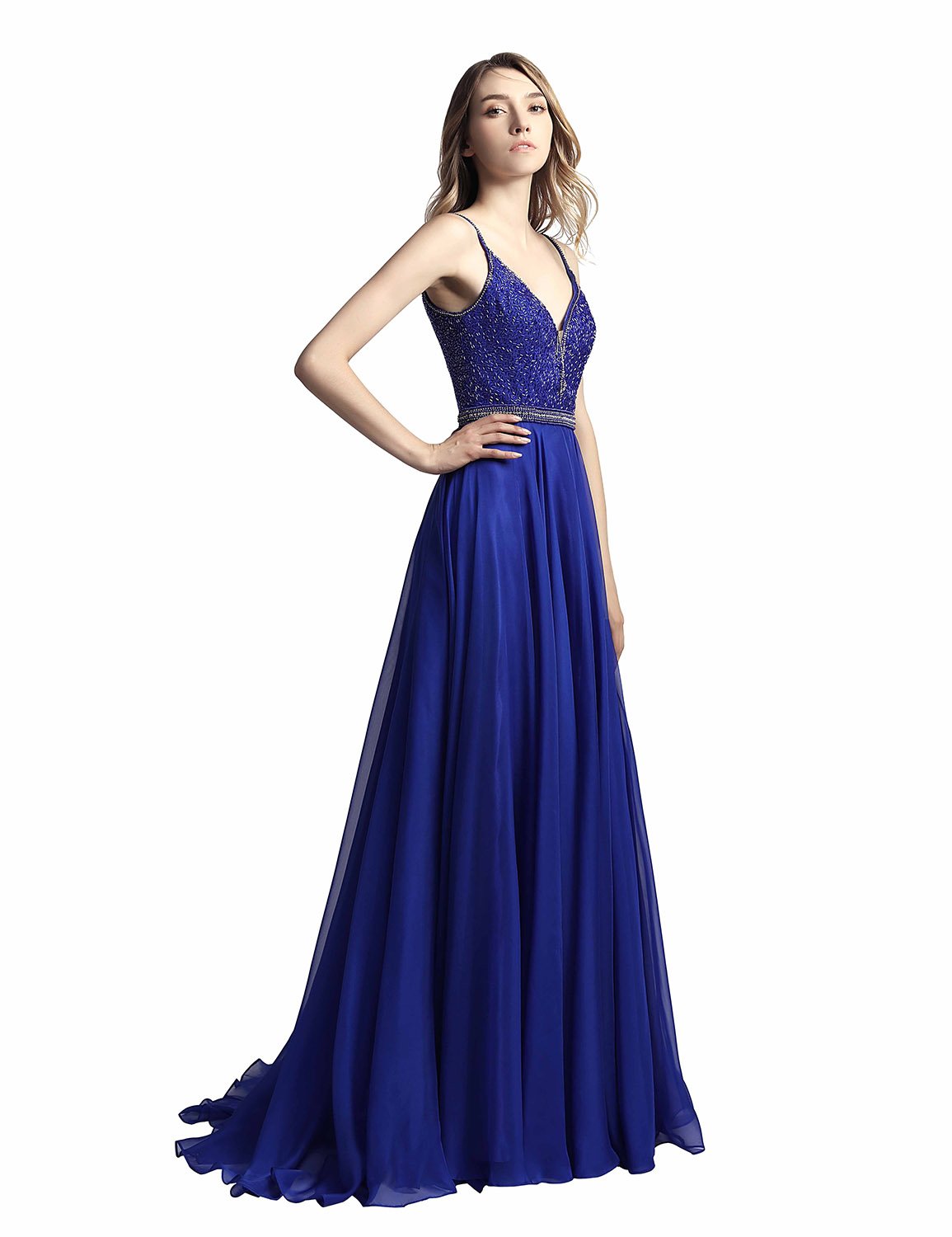Sarahbridal Women's Elegant Spaghetti Strap Prom Dresses 2022 - Long Chiffon Backless Bridesmaid Gowns for Formal Events, Evening Parties & Wedding Celebrations