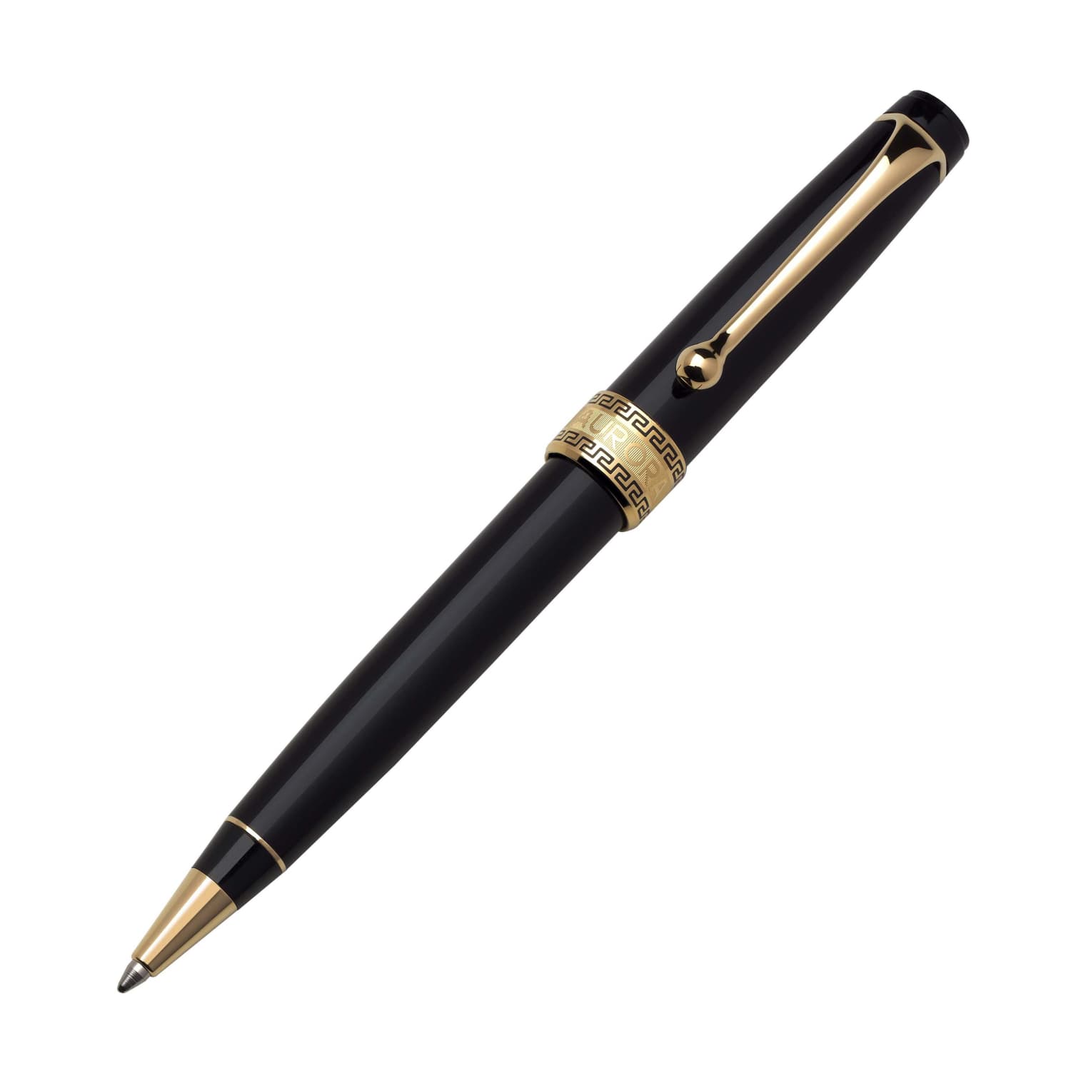 Aurora Optima Black Resin Ballpoint Pen with Gold Trim - Premium Writing Instrument for Business, Gifts & Everyday Use