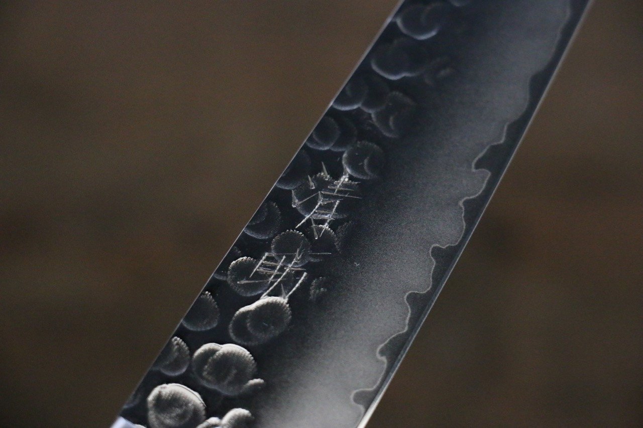 Seisuke VG1 Hammered Migaki Finished Petty Utility Knife 135mm with Pakka Wood Handle - Perfect for Slicing, Peeling & Precision Kitchen Tasks