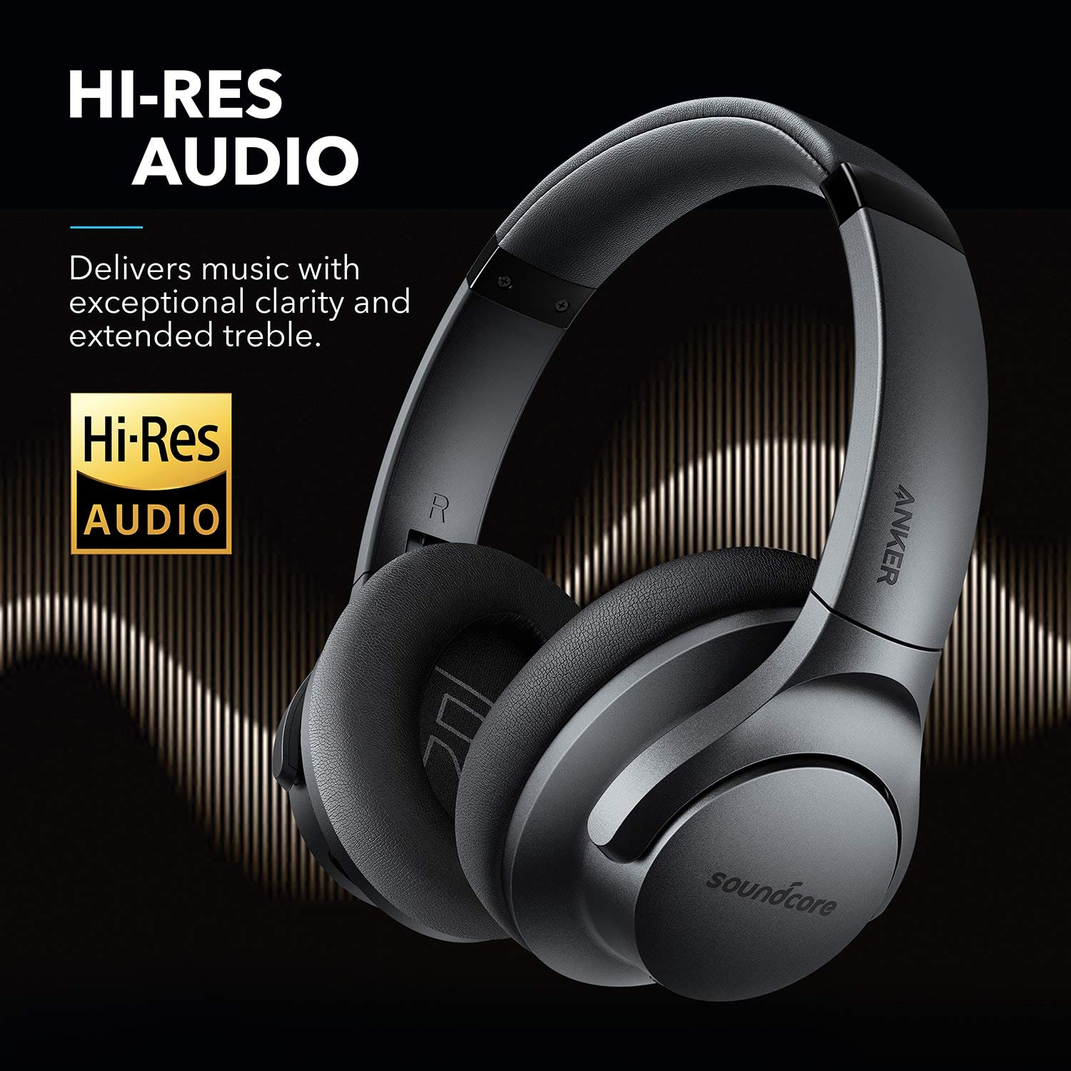 Anker Soundcore Life Q20 Hybrid Active Noise Cancelling Wireless Bluetooth Headphones - 40H Playtime, Hi-Res Audio, Deep Bass, Memory Foam Ear Cups - Perfect for Travel, Work, Commuting & Home Office Use