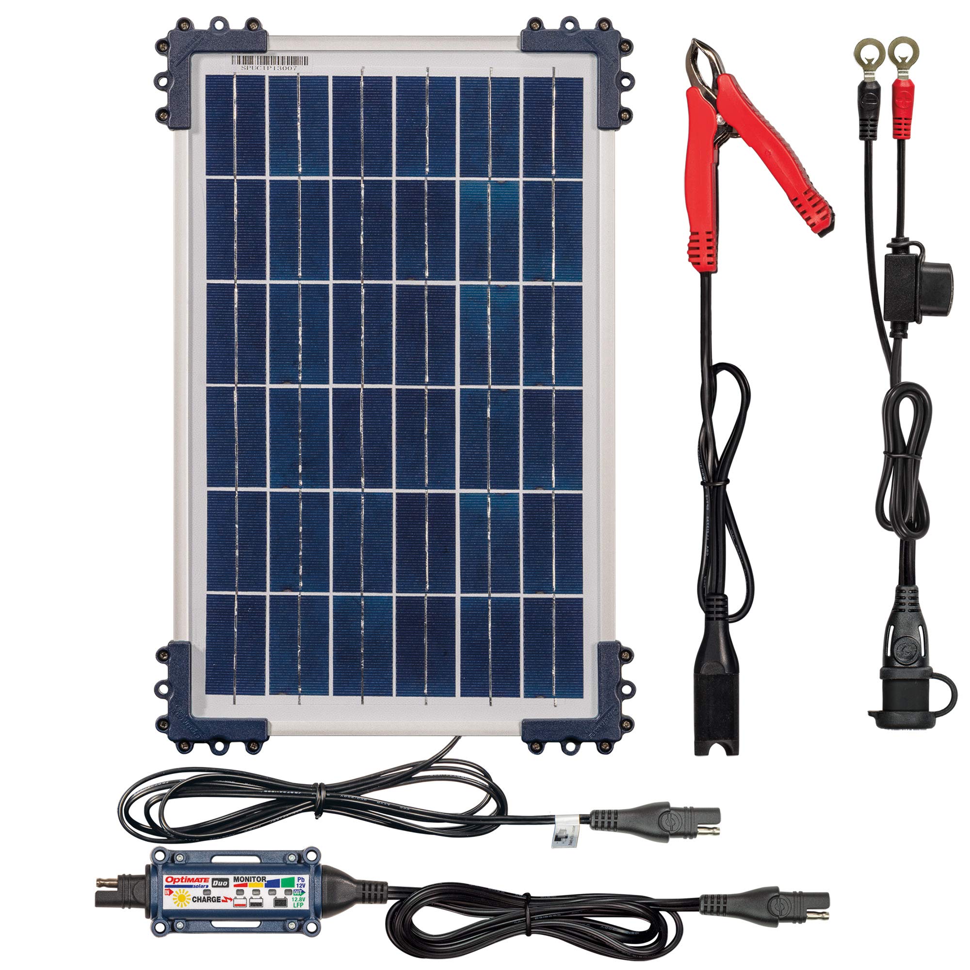 Optimate Solar Duo 10W Weatherproof Solar Battery Charger & Maintainer - 6-Step 12V/12.8V 0.83A for Cars, Motorcycles, Boats & RVs - Ideal for Outdoor & Off-Grid Power Maintenance (Model TM522-D1)