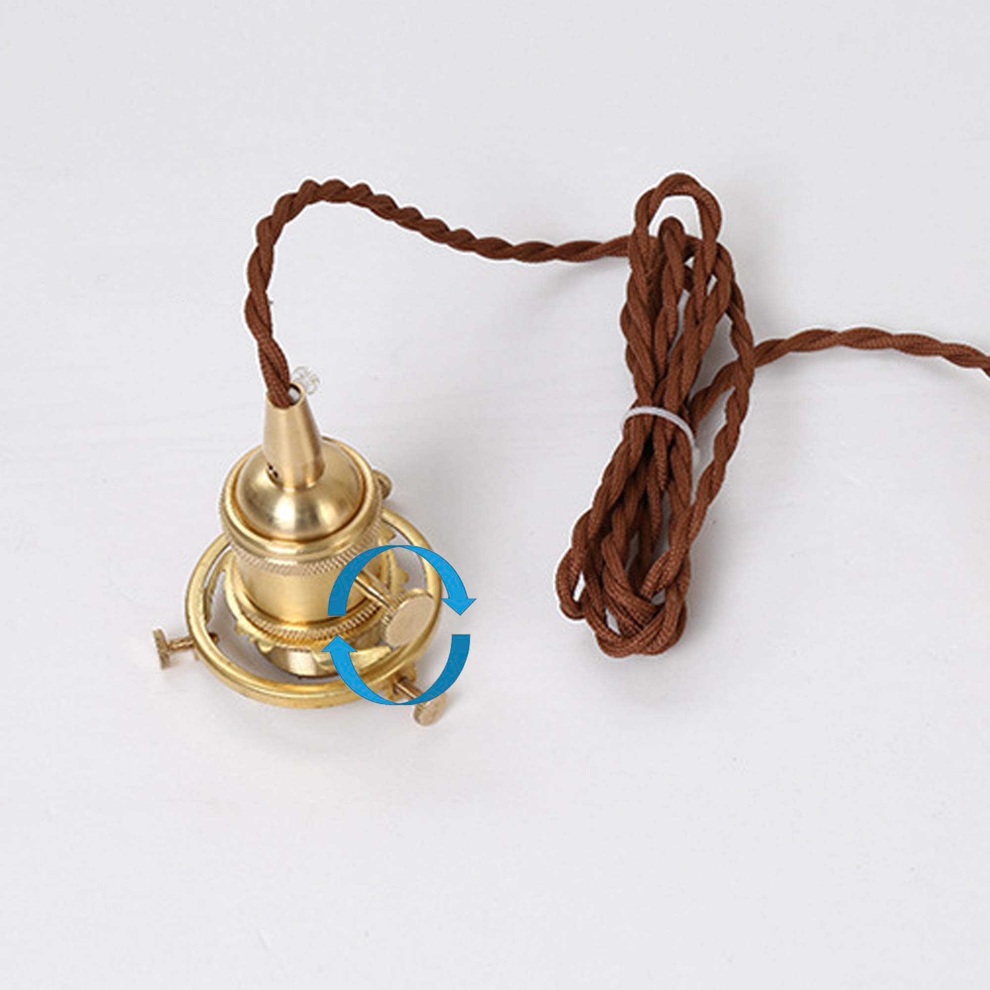 Plug-in Hanging Swag Lamp with 20ft Brown Braided Cord - No Wiring Needed Pendant Light with UL Certified On/Off Dimmer Switch, Smokey Grey Glass Globe Shade & Copper Holder - Perfect for Bedroom, Living Room, Dining Room, and Cafe Decor