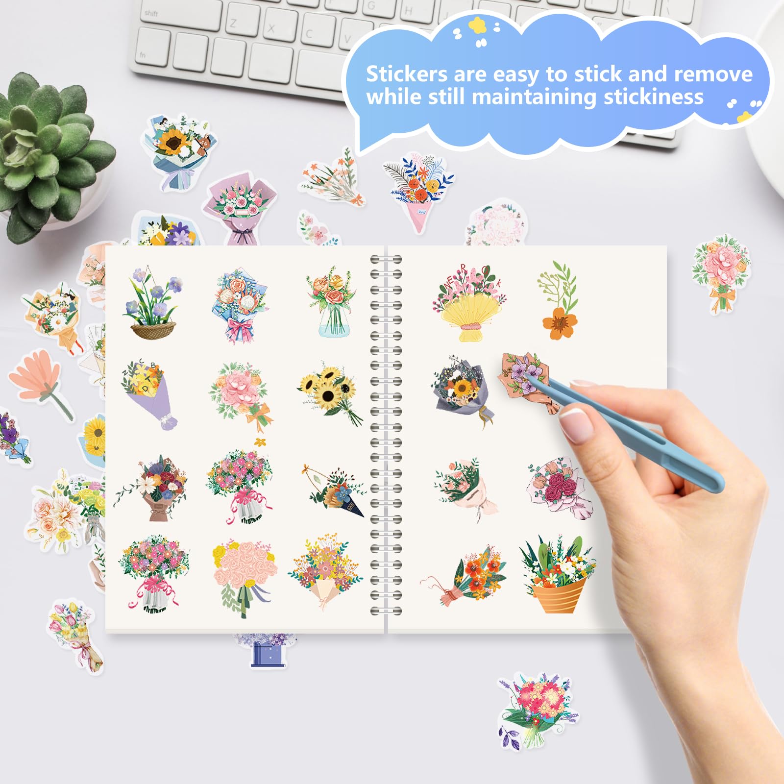 2 Pack Reusable Sticker Book for Adults - A5 Size Sticker Album with 64 Sheets (32+32) & Release Paper - Sticker Collection Storage Organizer (Blue+Purple) - Perfect for Scrapbooking, Planner Decorations & Craft Projects