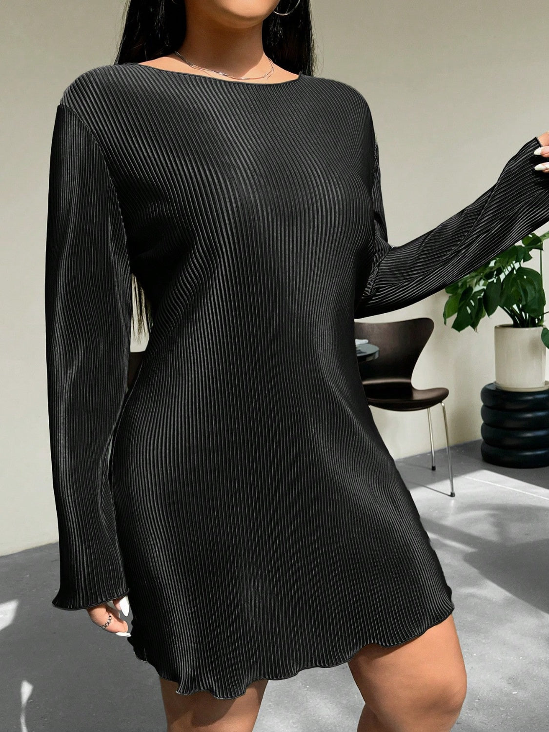 Plus Size Long Sleeve Mini Dress for Women - Flattering Bodycon Party & Cocktail Outfit | Perfect for Date Night, Club Wear & Special Occasions