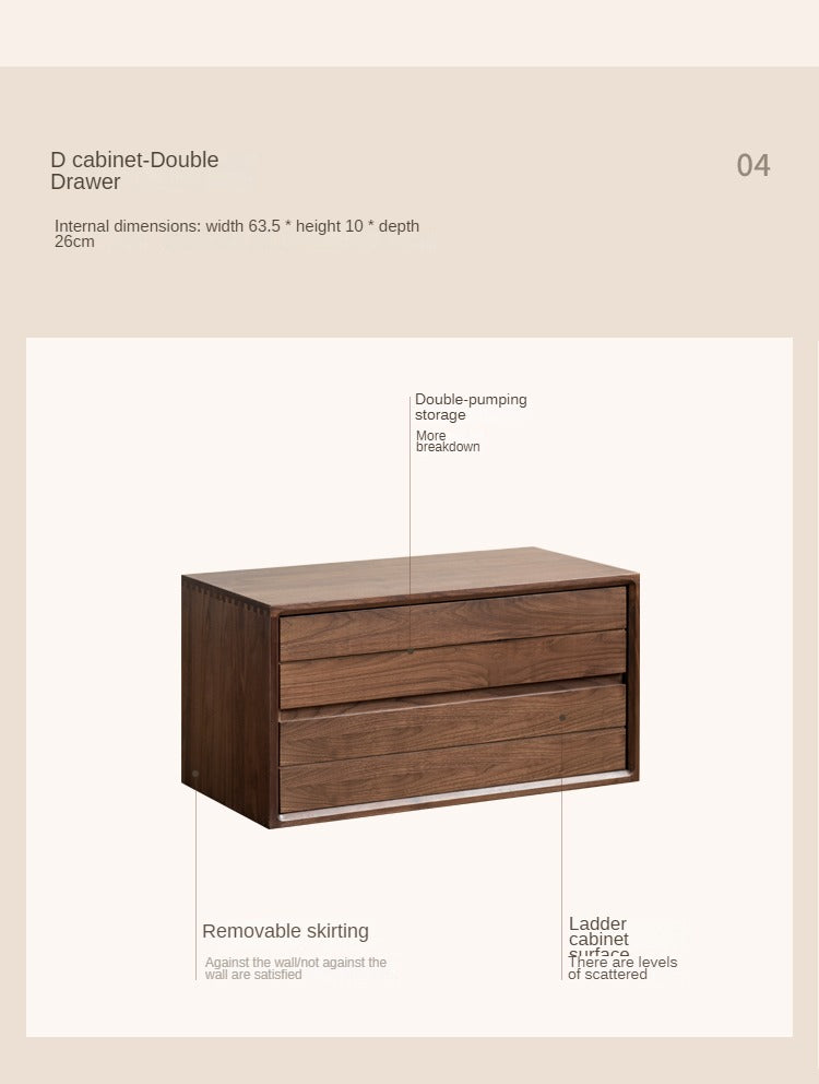 Premium Black Walnut Solid Wood Modular Bookcase - Customizable Storage Shelf for Home Office, Living Room & Library Organization