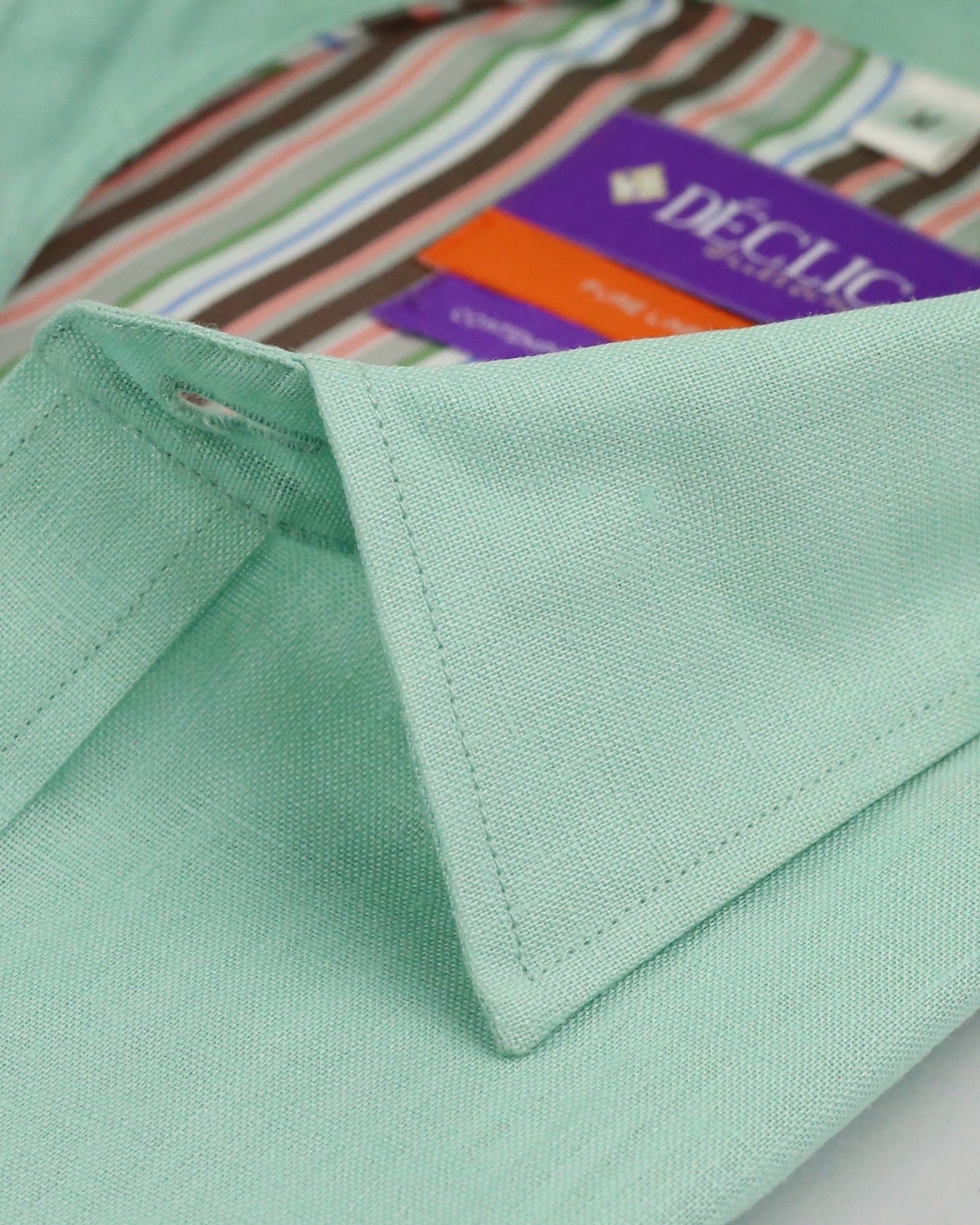 DÉCLIC Women's Mint Green Linen Shirt - Breathable Summer Button Down Blouse for Casual Outings & Beach Vacations