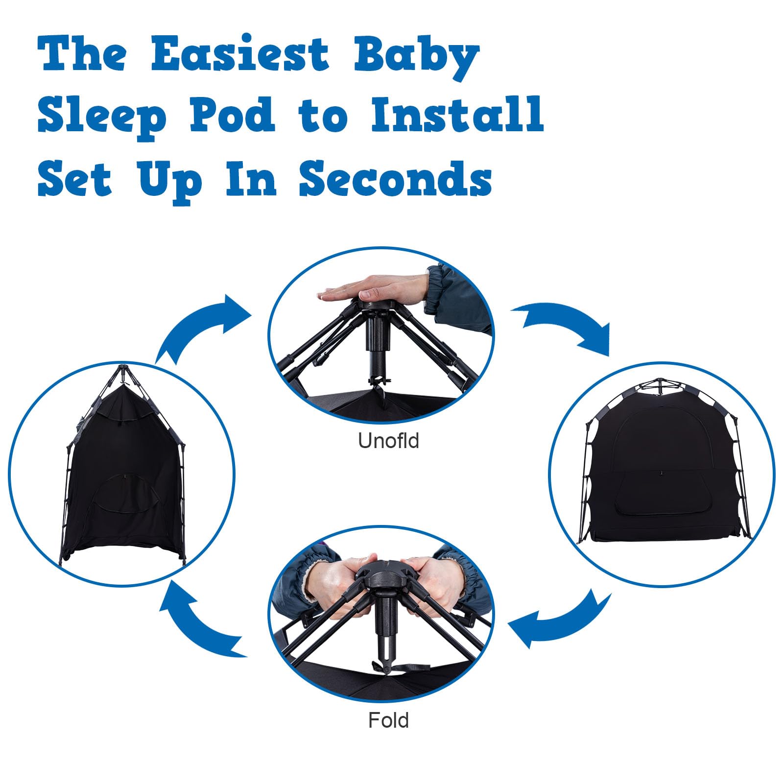 **Blackout Crib Cover for Baby - Easy Install Sleep Pod & Travel Canopy, Blocks 95% Light - Perfect for Nursery, Travel & Daytime Naps**