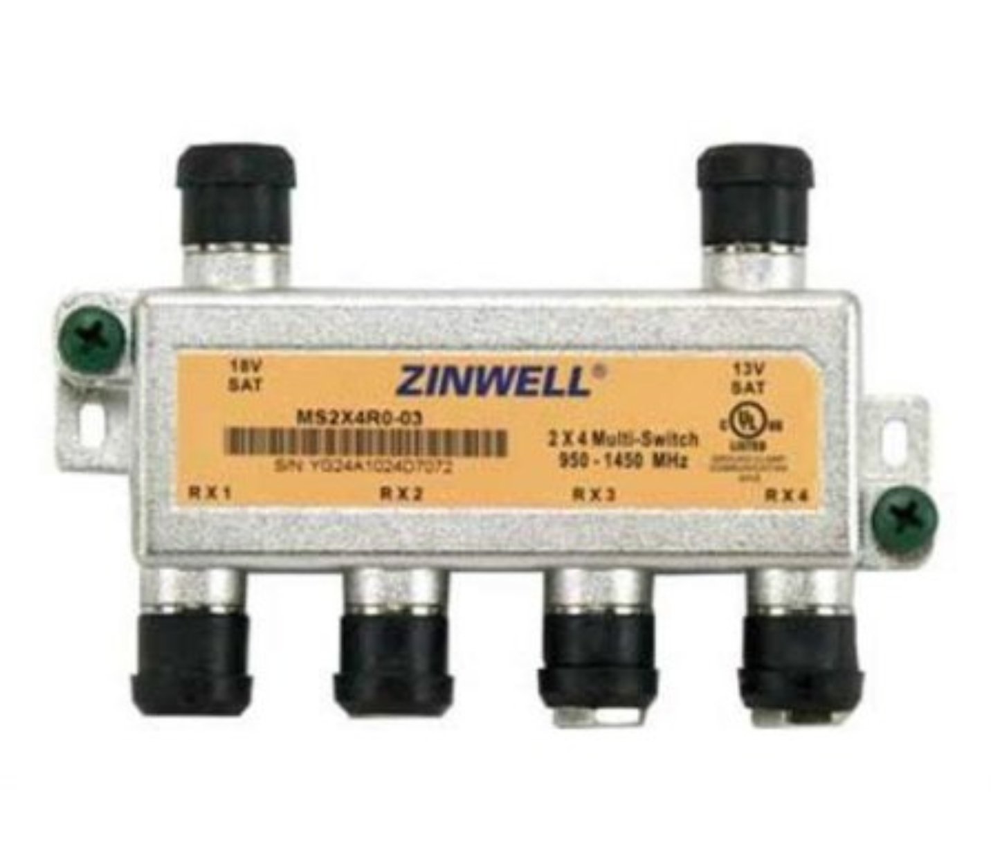 Zinwell 2x4 Multi-Switch 950-1450MHz for DIRECTV Satellite TV - High Frequency Signal Booster - Perfect for Home Theater & Multi-Room TV Setup