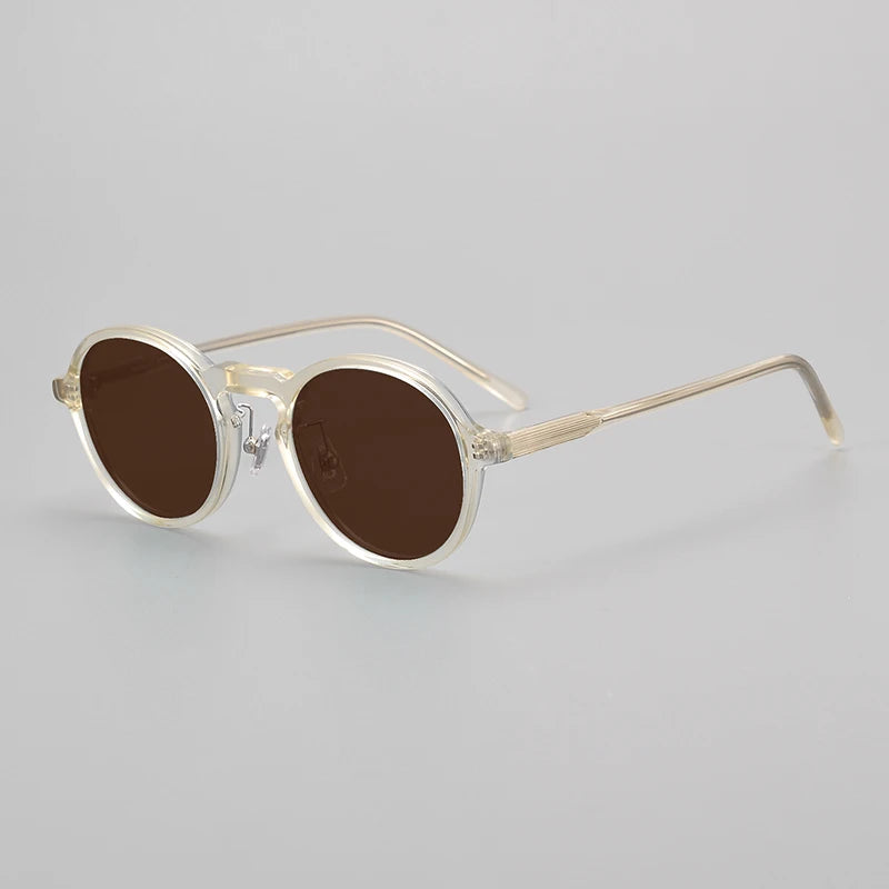 Black Unisex Full Rim Round Acetate Polarized Sunglasses 14543 - UV Protection for Driving, Beach & Outdoor Activities
