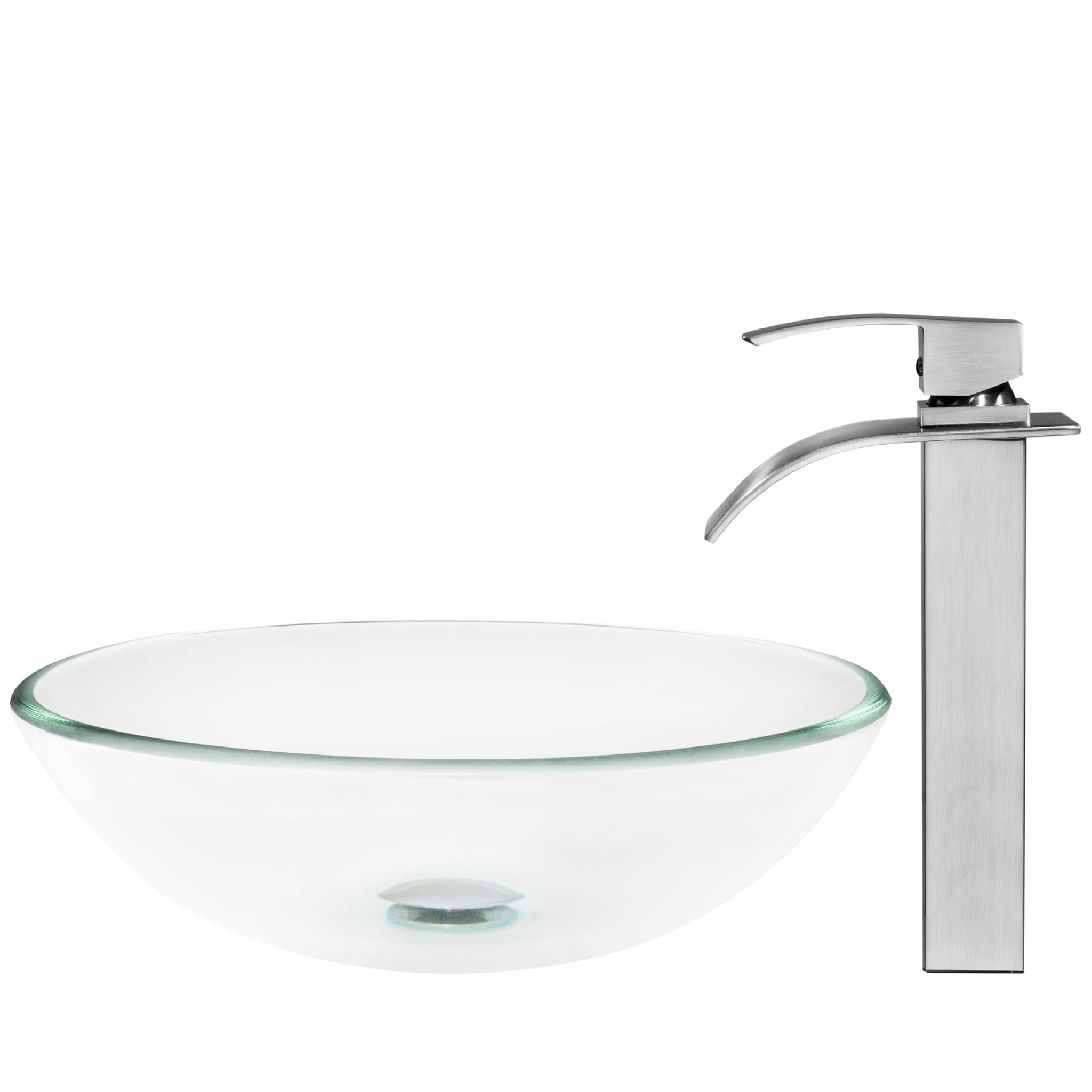 Novatto NSFC-8048136BN Modern Bathroom Sink with Drain & Faucet - White Porcelain Drop-in Vanity Sink for Bathroom Remodeling, Powder Room & Guest Bath Installation