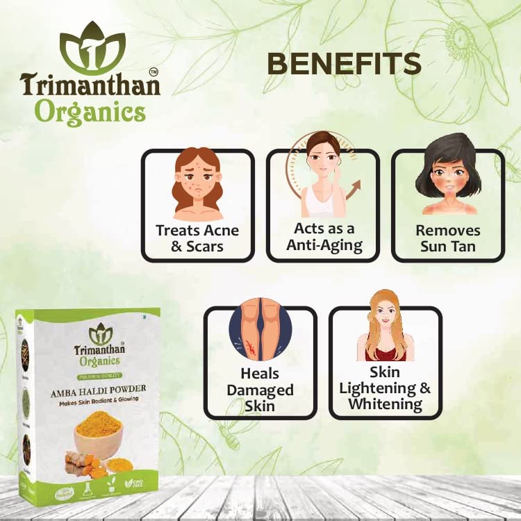 Trimanthan Organics Pure Wild Turmeric Powder (100g) - Natural Kasturi Haldi for Skin Brightening & Face Care | Organic Amba Haldi Powder | Use for DIY Face Masks, Skin Lightening & Ayurvedic Beauty Treatments