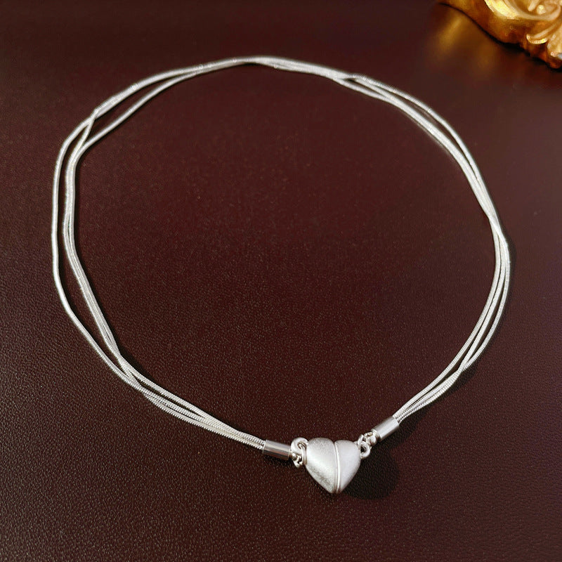 Y2K Multistrand Magnetic Heart Choker Necklace | Trendy Layered Magnetic Closure Choker | Perfect for Valentine's Day, Date Night & 90s Retro Outfits