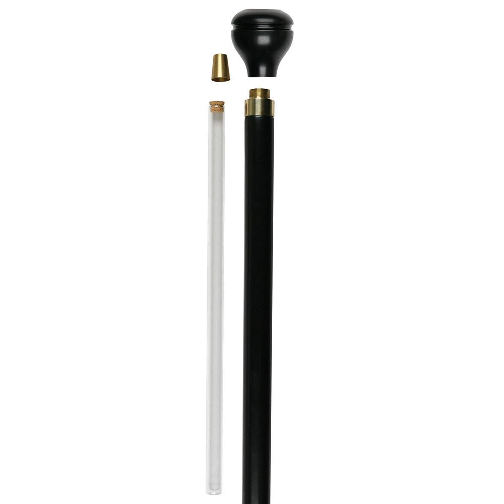 Scratch and Dent Christian Cross Flask Walking Cane - Black Beechwood Shaft with Pewter Collar (V2170) | Religious Gift, Mobility Aid & Outdoor Hiking Accessory