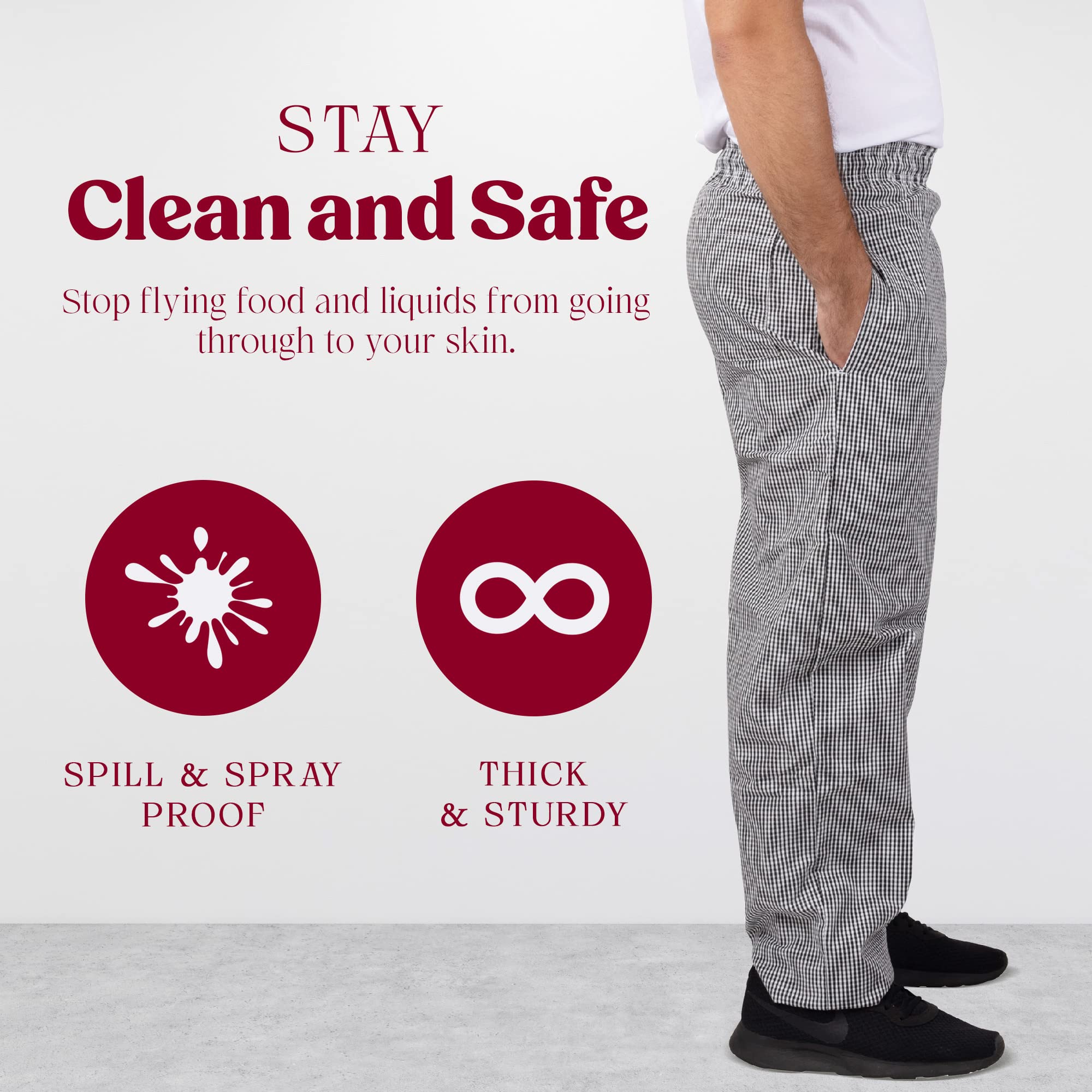 Professional Chef Pants for Adults - Bulk Pack (5-Pack) | Durable, Comfortable Kitchen Work Pants for Restaurant Staff & Culinary Professionals | Perfect for Cooking, Baking & Food Service