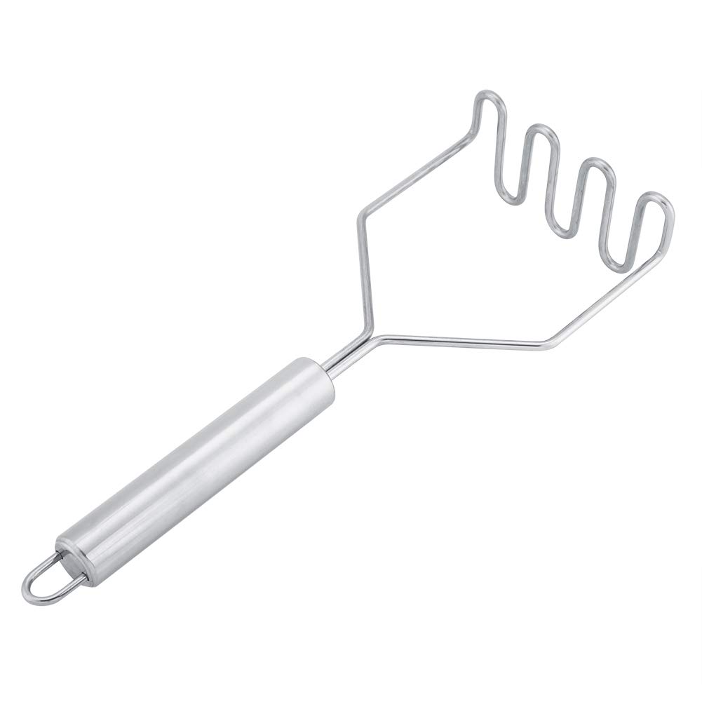 Premium Potato Masher with Large Handle & Hook - Durable Stainless Steel Root Vegetable Crusher for Smooth Puree - Perfect for Mashed Potatoes, Baby Food & Cooking