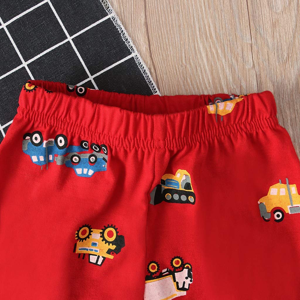 Cartoon Short Sleeve T-Shirt & Shorts Set for Boys 1-2 Years - Cute Printed Kids Winter Clothes (Red) - Perfect for Playtime, School & Family Outings