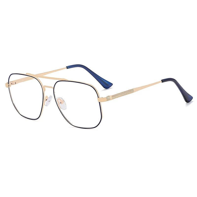 CCspace Unisex Full Rim Large Square Double Bridge Alloy Eyeglasses 57238 - Stylish Lightweight Frame for Men & Women - Perfect for Reading, Work, and Everyday Wear