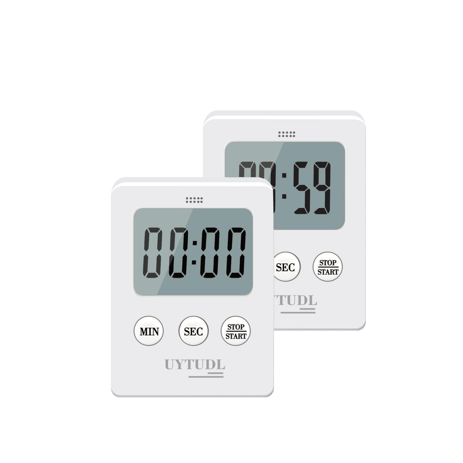 Magnetic Kitchen Timer Digital Countdown Alarm Clock with LCD Display & Pause Function - 2 Pack for Cooking, Baking, BBQ, Classroom, Study, Office & Home Use