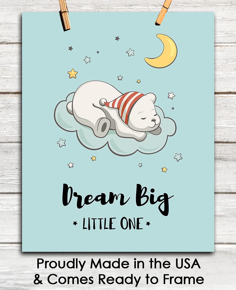 Dream Big Little One Nursery Decor - Motivational Wall Art for Kids Room