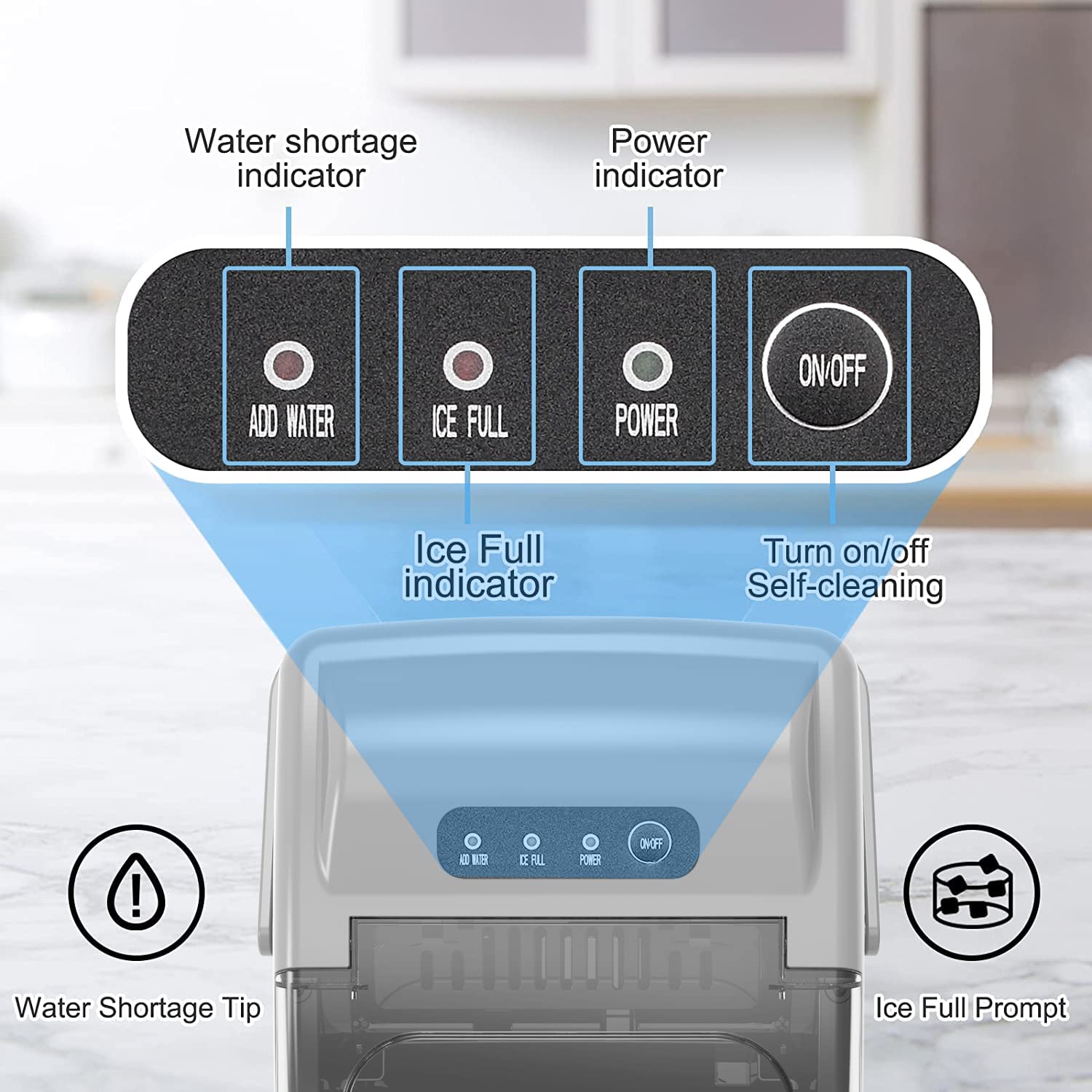 Portable Countertop Ice Maker Machine - 26 lbs Daily, 9 Cubes in 6 Mins, Self-Cleaning with Ice Scoop & Basket (Grey) - Perfect for Home, Office, Parties & Outdoor Use