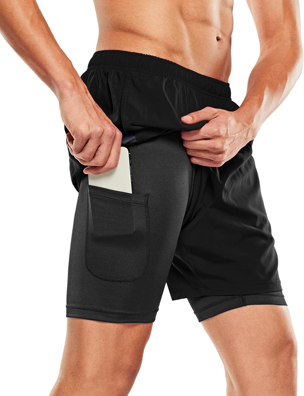 TSLA Men's 2-in-1 Running Shorts with Pockets - Quick Dry Athletic Workout Shorts for Gym, Training & Outdoor Activities | Comfortable Exercise Shorts for Jogging, Hiking & Sports