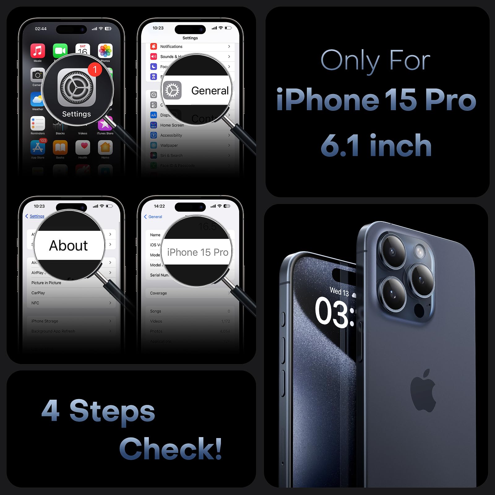 TOCOL 3 in 1 Clear Bumper Case for iPhone 15 Pro & 14 Pro (6.1