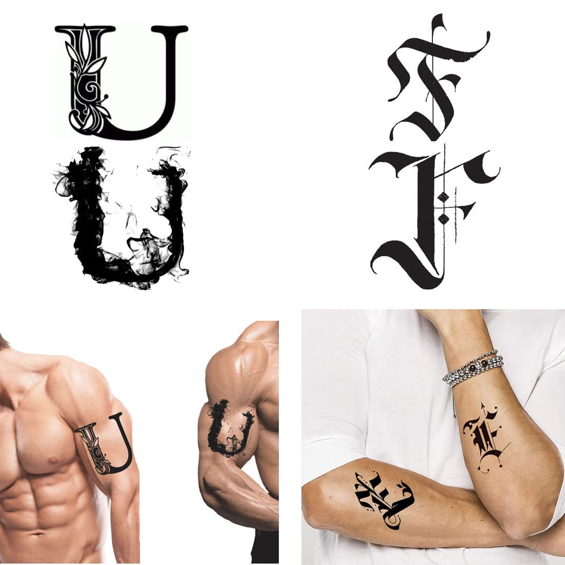Waterproof Temporary Letter Tattoos for Boys & Girls - Pack of 2 | Personalized Name Tattoos for Parties, Halloween & Summer Fun