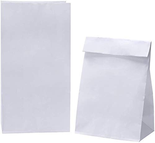 500 Pack White Paper Bags - 5lb Lunch Bags, Grocery & Merchandise Bags for Parties, Picnics, Takeout and Retail Packaging