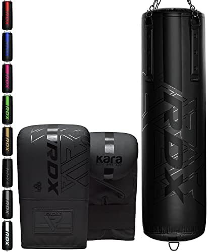 RDX 5ft Heavy Duty Punching Bag Set - 13pc Filled Boxing Bag with Anti-Swing Design, Maya Hide Leather, Includes MMA Gloves & Hanging Chains for Muay Thai, Kickboxing & Home Gym Workouts - Perfect for MMA Training, Fitness Routines & Combat Sports Practice
