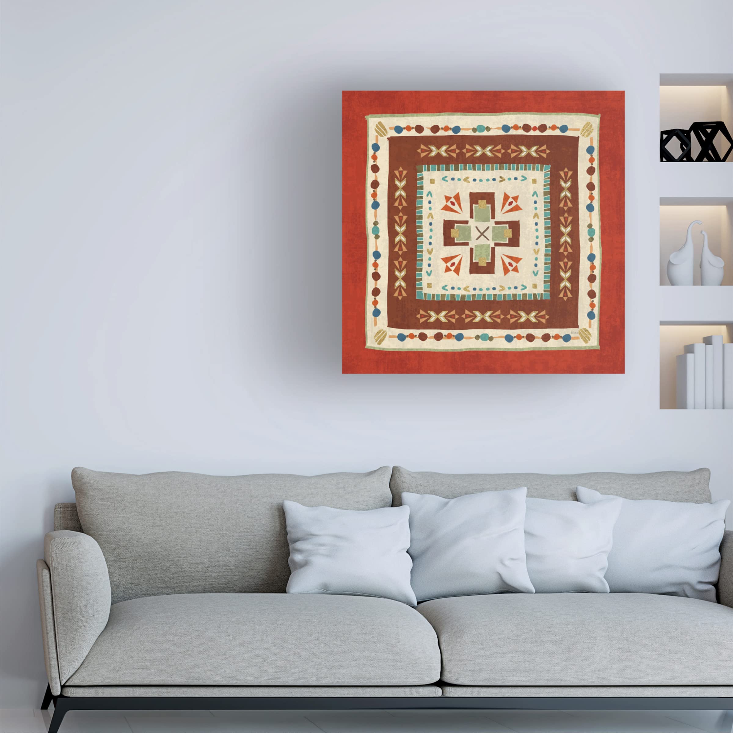 Trademark Fine Art 'Southwest At Heart Tile VI' Canvas Wall Art by Veronique Charron - Southwestern Home Decor for Living Room, Bedroom & Office
