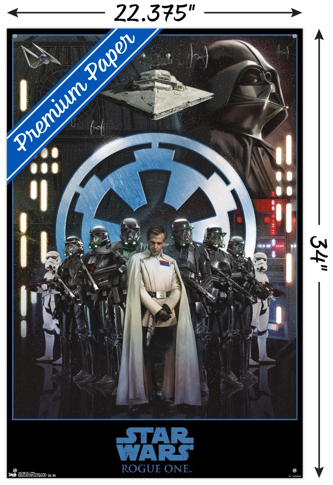 Star Wars Rogue One Empire Themed Wall Poster with Push Pins - Perfect for Bedroom, Office & Game Room Decor