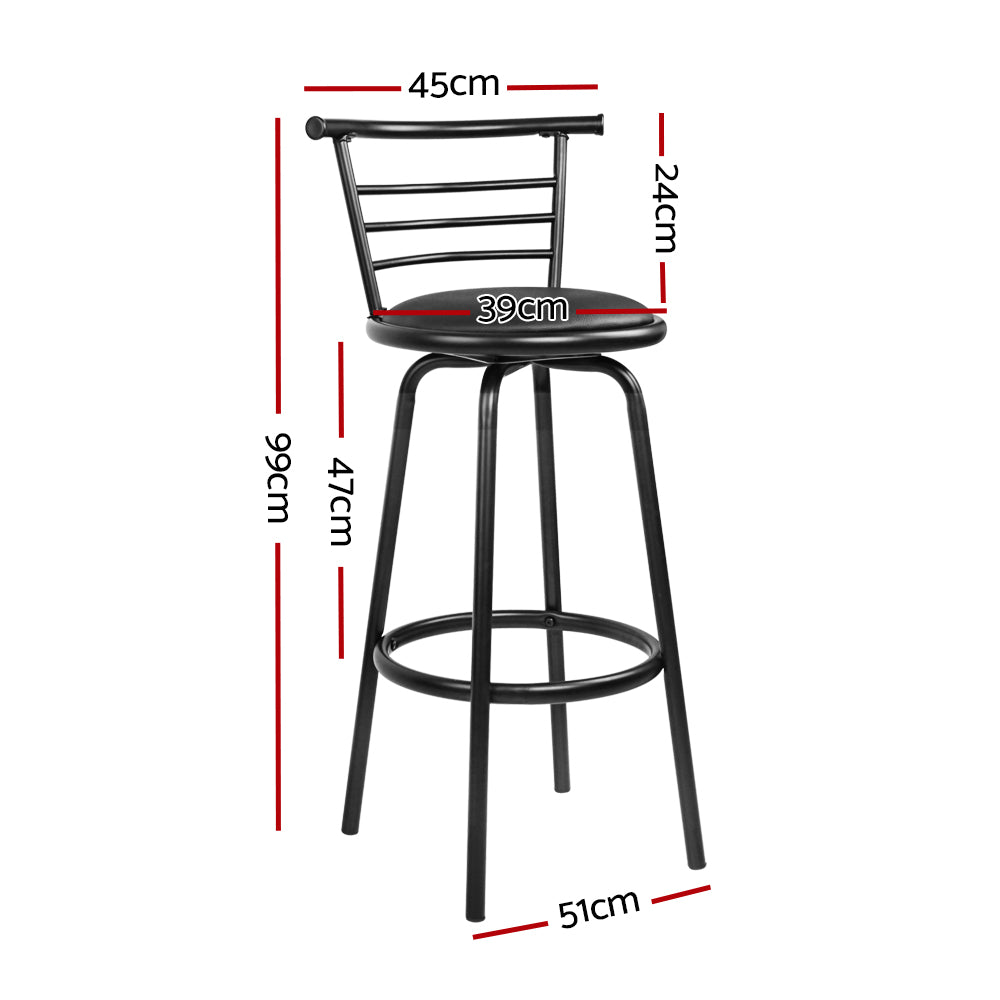 2 Pack Swivel Bar Stools with Leather Padded Seat and Metal Frame - Perfect for Kitchen Island, Home Bar or Breakfast Nook
