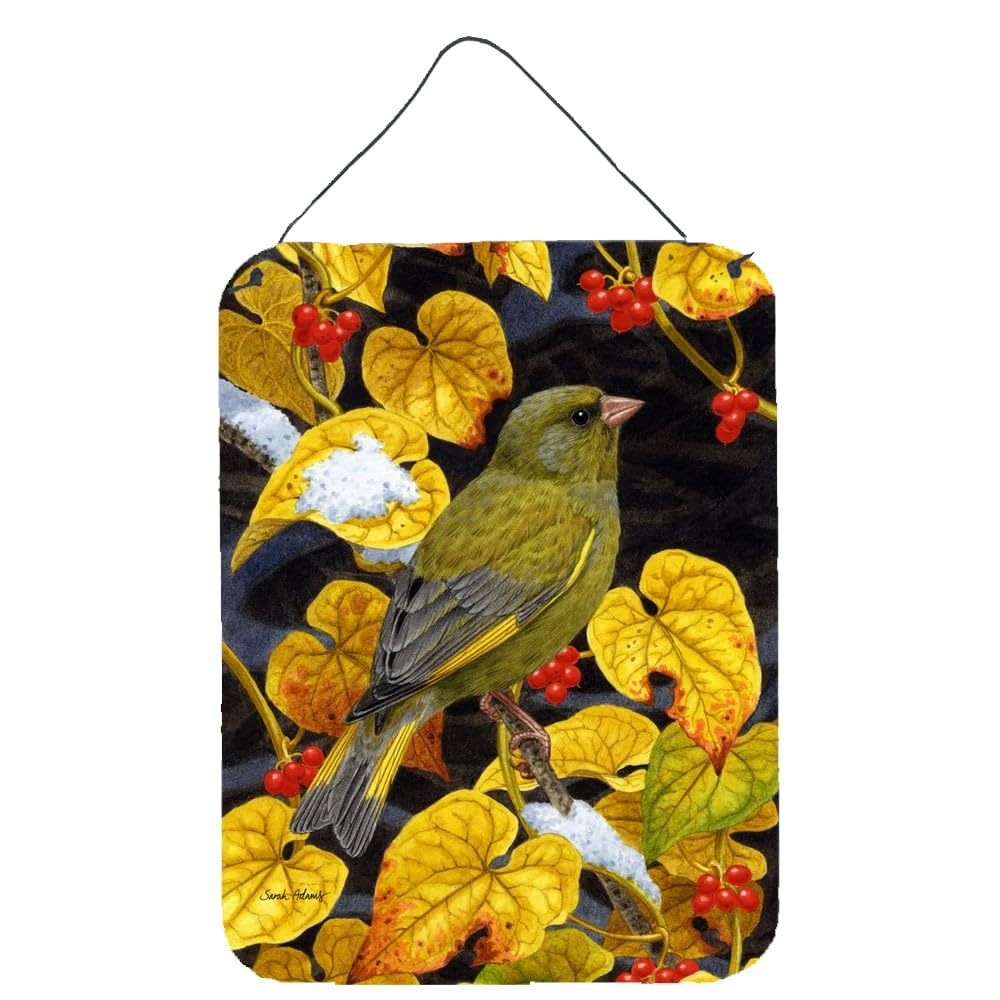 European Greenfinch Metal Wall Art Sign - 12x16 Inch Aluminum Hanging Plaque for Kitchen, Bar, Bathroom & Front Door Decor - Colorful Home & Garden Decoration - Perfect for Farmhouse, Rustic & Vintage Style Interiors