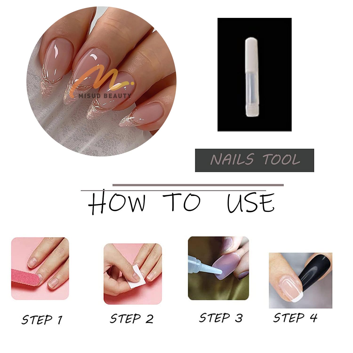 MISUD 24pcs Almond Press on Nails - Chrome Bling Aurora French Tip Fake Nails with Gold Swirl & Pearl Flash Design for Women | Perfect for Parties, Weddings, and Special Occasions