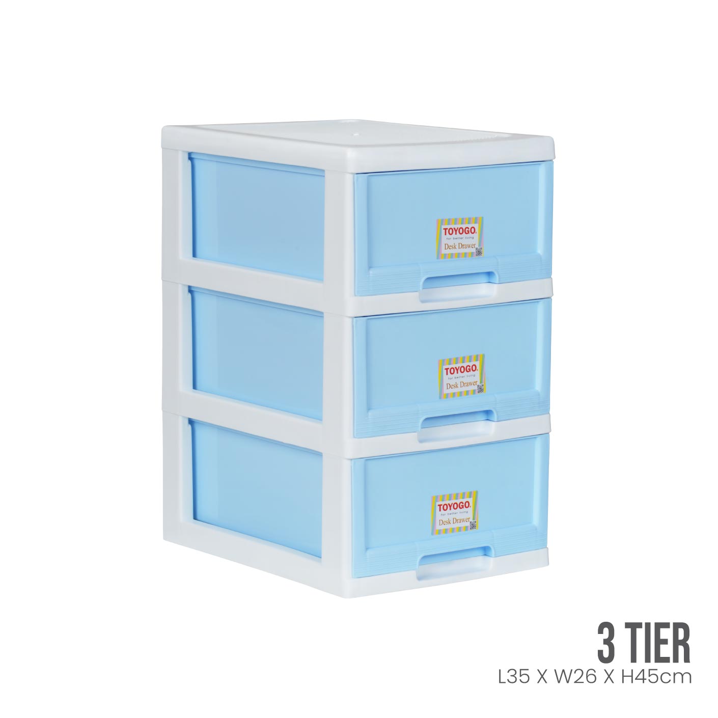 WHITE FRAME BABY BLUE DRAWER (542-3WF-BBB)