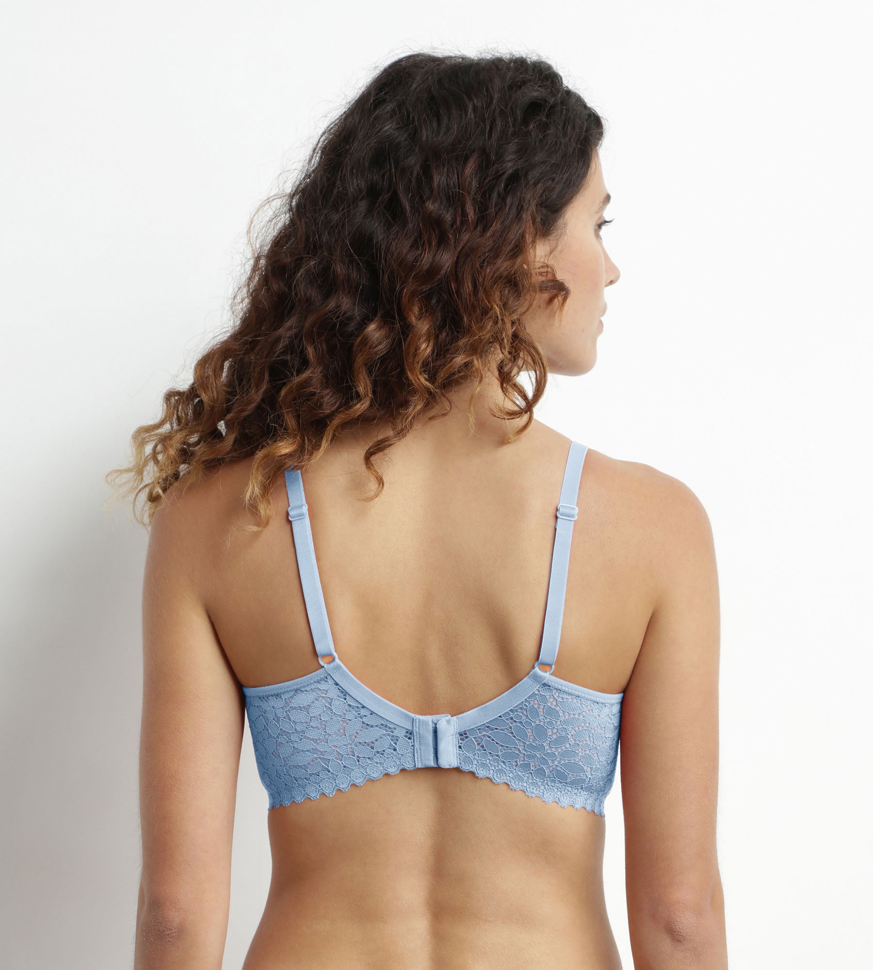 Floral Lace Triangle Bralette - Wireless Comfort Bra for Women, Soft & Breathable, Blue - Perfect for Daily Wear, Yoga, and Lounge