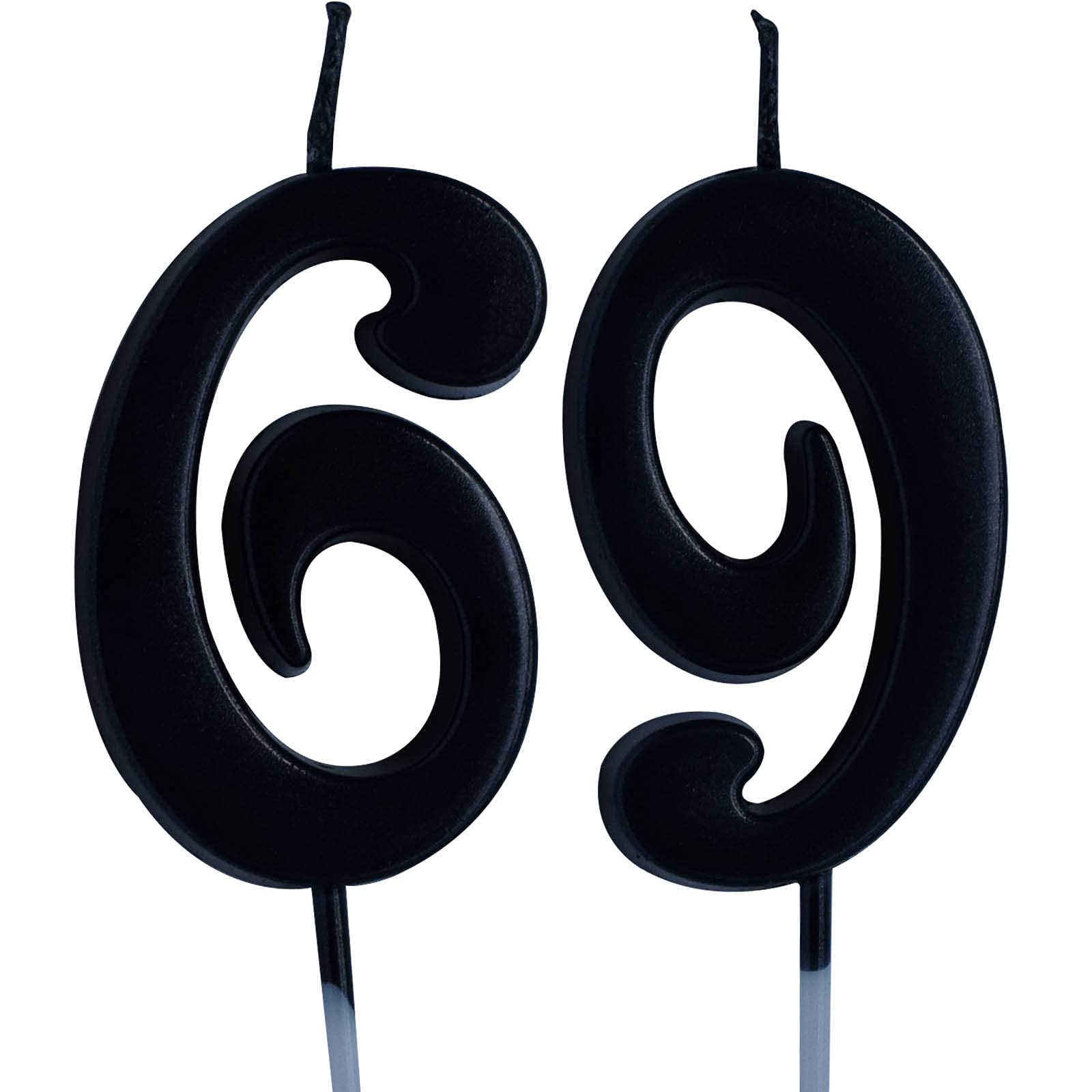 69th Birthday Candle - Black Number 69 Cake Topper for Women & Men - Party Decorations & Supplies - Perfect for Birthday Cakes, Retirement Celebrations & Milestone Parties